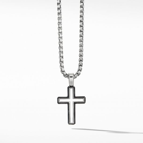 Men s David Yurman Forged Carbon Cross Pendant REEDS Jewelers