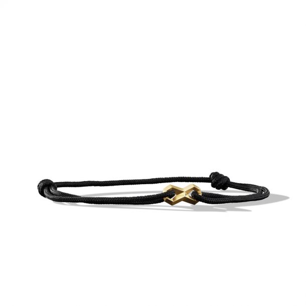 Men s David Yurman Infinity Link Black Cord Bracelet with 18K Yellow Gold
