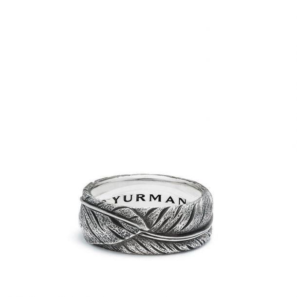 Men s David Yurman Southwest Feather Band in Sterling Silver 9mm Size 10