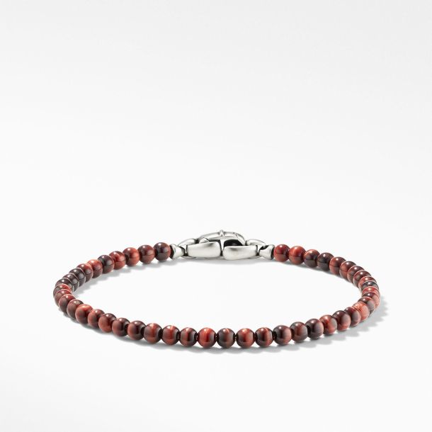 Men s David Yurman Spiritual Bead Bracelet in Sterling Silver with Red Tiger s Eye 4mm REEDS Jewelers