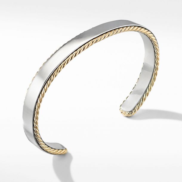 Men s David Yurman Streamline Cable Cuff Bracelet with 18k Yellow Gold 9mm