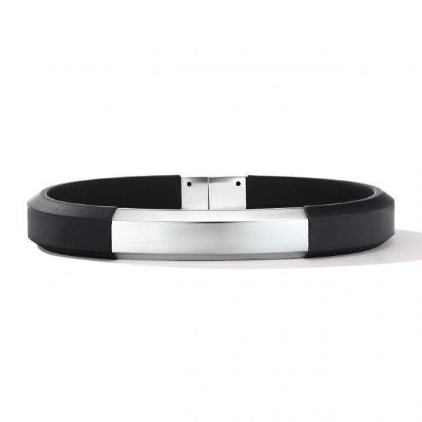 Men s David Yurman Streamline ID Black Rubber Bracelet Bracelet Length Large