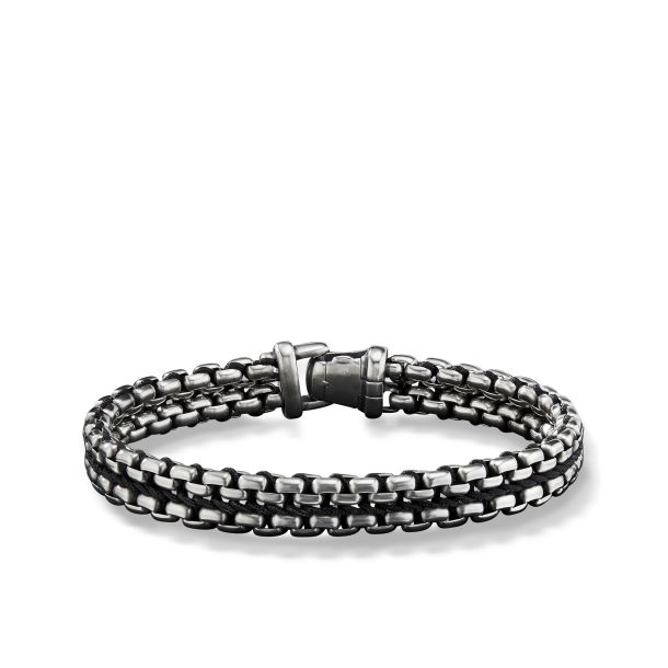 Men s David Yurman Woven Box Chain Bracelet in Black Medium REEDS Jewelers