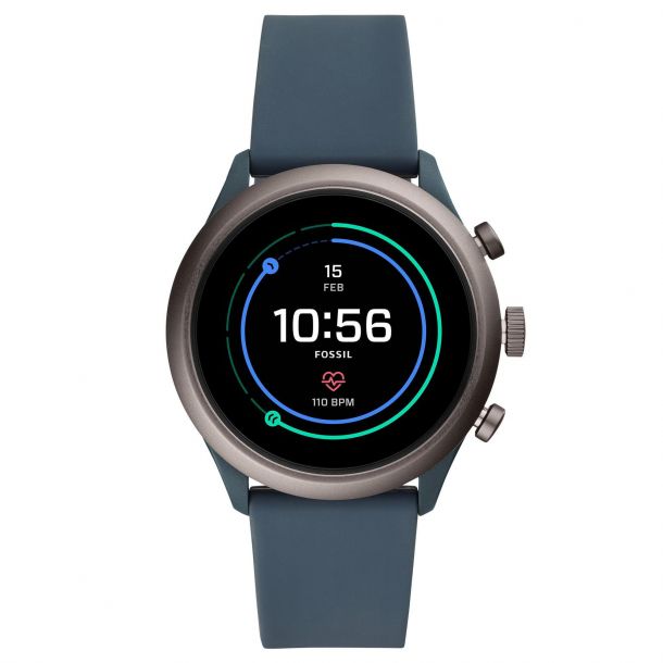 Men s Fossil Sport Smartwatch in Smokey Blue Silicone FTW4021
