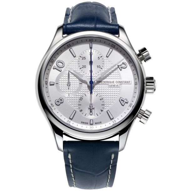 Men's Frederique Constant Limited Edition Runabout RHS Chronograph  Automatic Blue Leather Strap Watch FC-392RMS5B6 | REEDS Jewelers