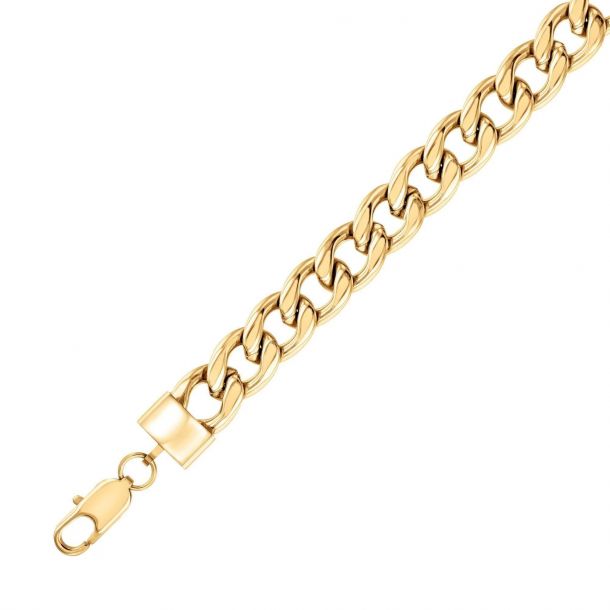 Mens 24k Gold Plated Miami Cuban Link Bracelet 316L Stainless Steel 8.5  20MM