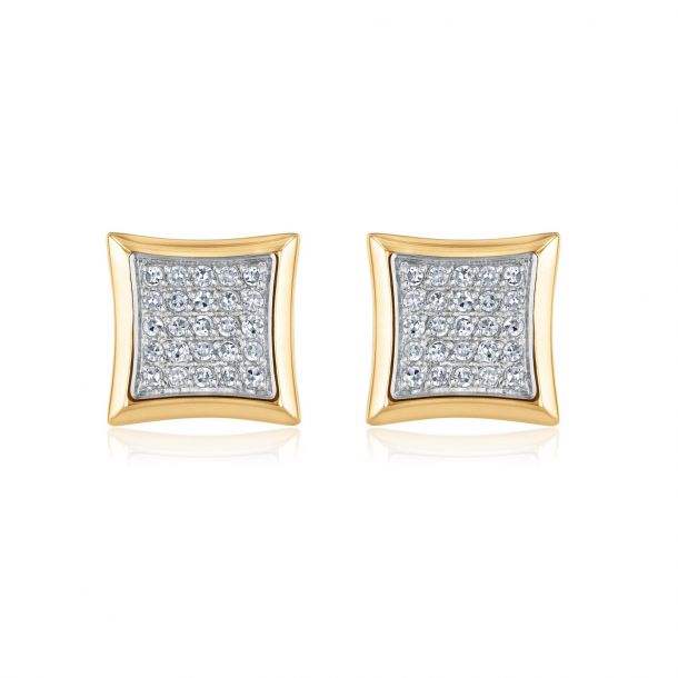 Men s Gold Tone Stainless Steel Square Diamond Stud Earrings 1 4ctw REEDS Jewelers