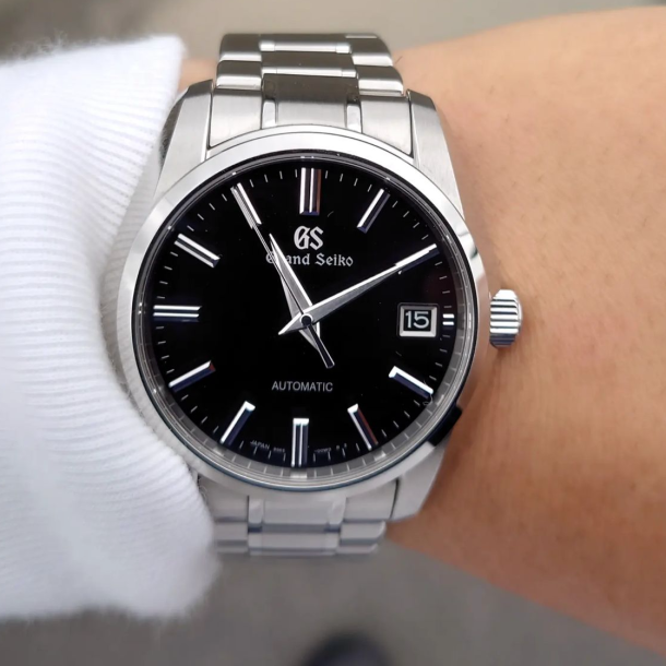 Men s Grand Seiko Heritage Watch Black Dial Stainless Steel SBGR317 REEDS Jewelers