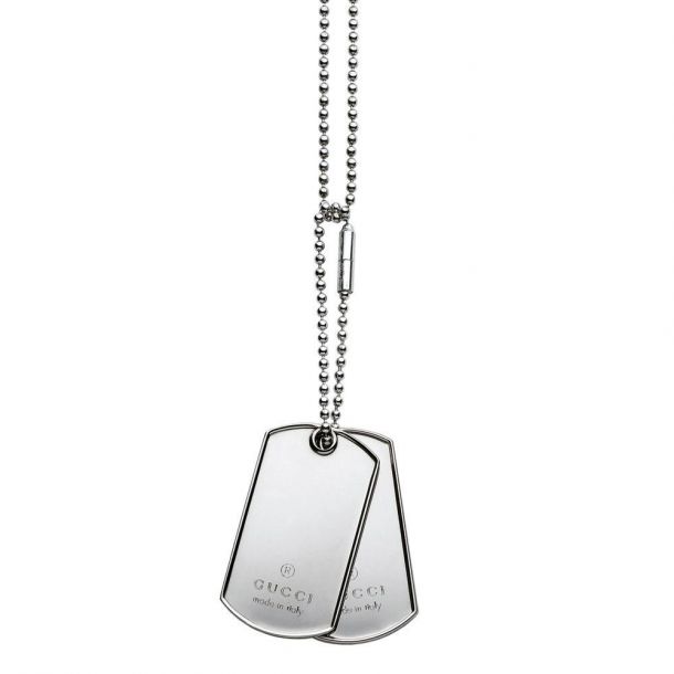 Men's Gucci Dog Tag Necklace in Sterling Silver