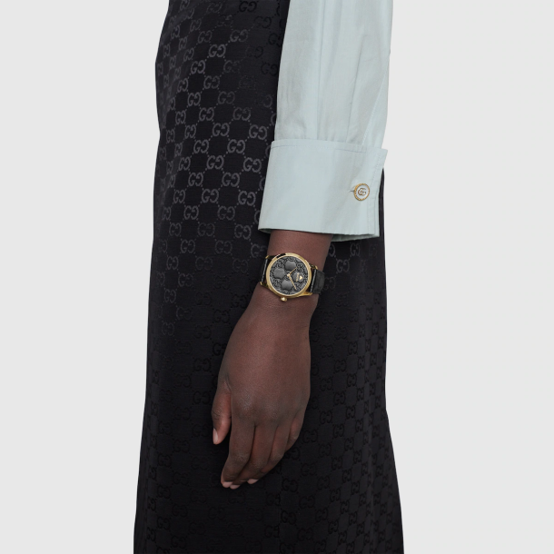 まとめ買いでお得 Men's YA1264034A Watch Strap Leather Black G-Timeless Gucci 時計