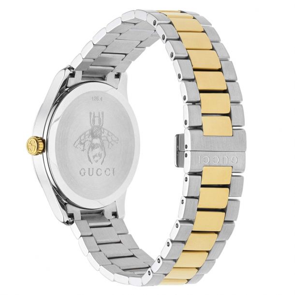 Men's Gucci Dive Gold-Tone Stainless Steel and Black Snake Watch YA136219