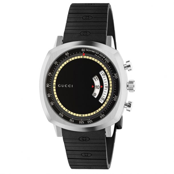 Men s Gucci Grip Chronograph Black Rubber Strap Watch YA157301