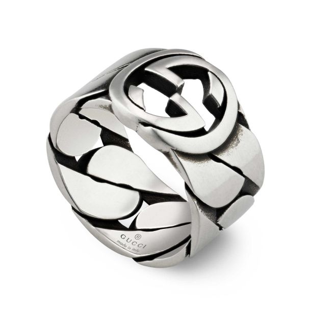 Ring with interlocking g motif in sterling silver sale