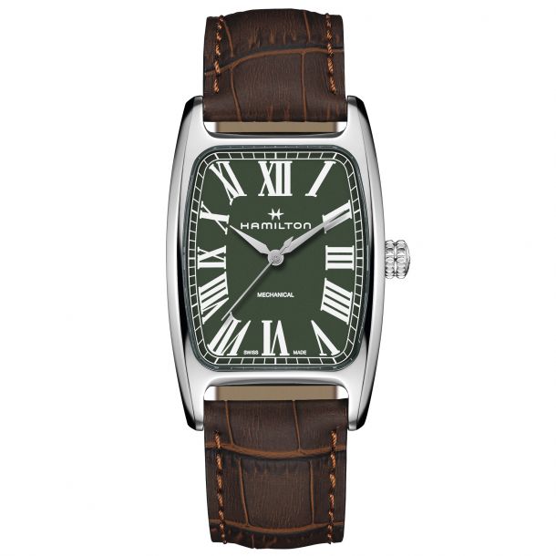 Men s Hamilton American Classic Boulton Mechanical Brown Leather Strap Watch H13519561