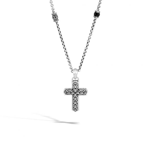 Mens beaded on sale necklace with cross