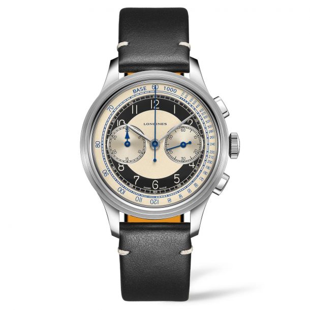 Men s Longines Heritage Classic Tuxedo Black Leather Strap