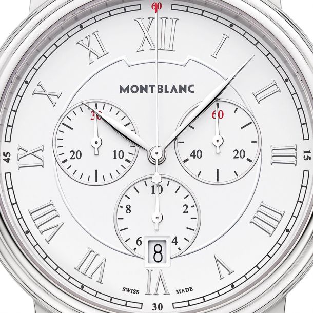 Men s Montblanc Tradition Chronograph Quartz White Dial Watch 114339 REEDS Jewelers