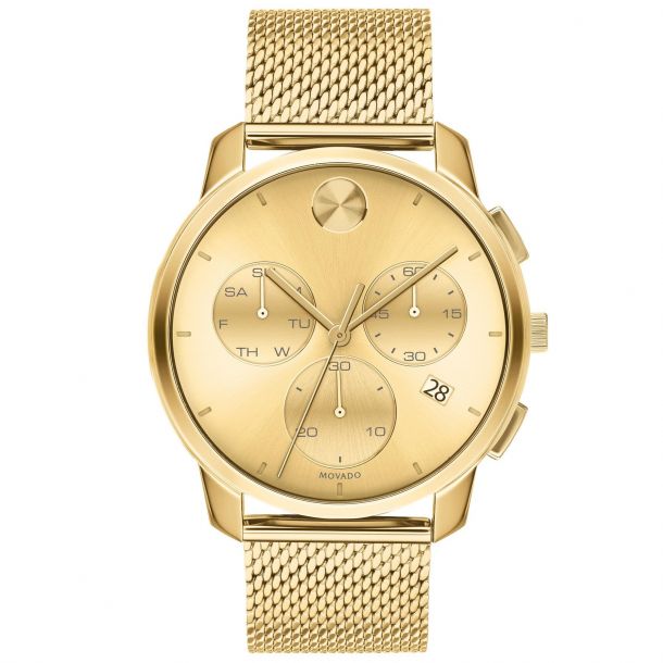 Movado bold chronograph gold discount