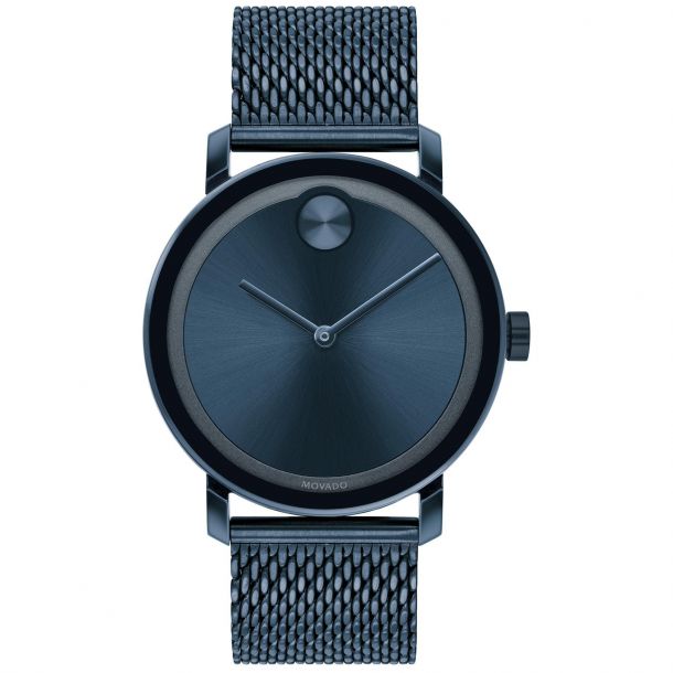 Men s Movado BOLD Evolution Blue Ion plated Stainless Steel Mesh