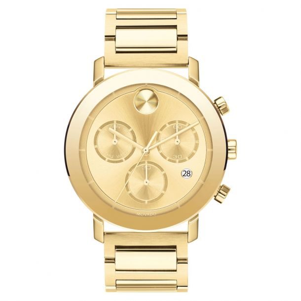 Men\'s Movado BOLD Evolution Chronograph Gold-Tone Stainless Steel Watch |  42mm | 3600682 | REEDS Jewelers | Schweizer Uhren