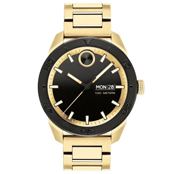 Movado bold gold and black store