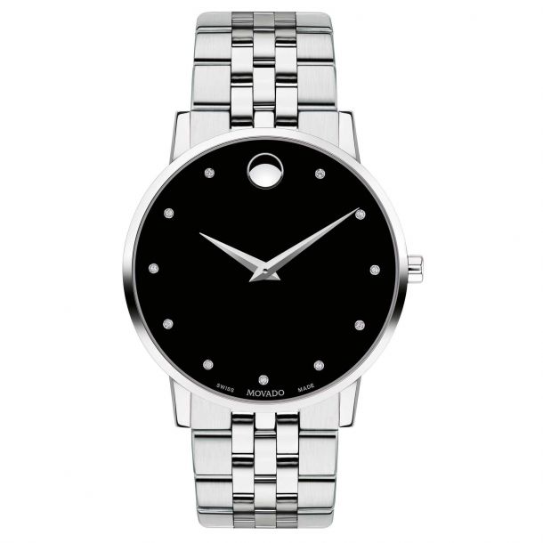 Men's swiss museum classic sales black leather strap watch 40mm