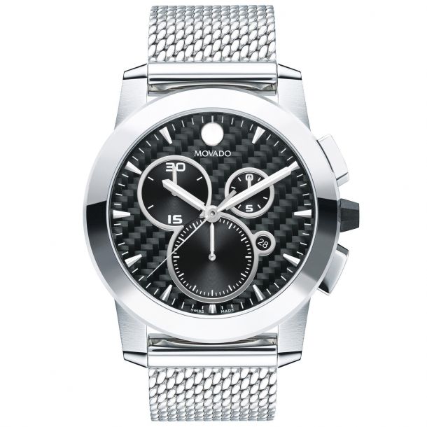 Men s Movado Vizio Chronograph Stainless Steel Mesh Bracelet Watch 0607380 REEDS Jewelers