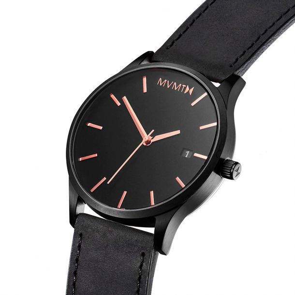 Men s MVMT Classic Black Rose Leather Watch D MM01 BBRGL REEDS Jewelers