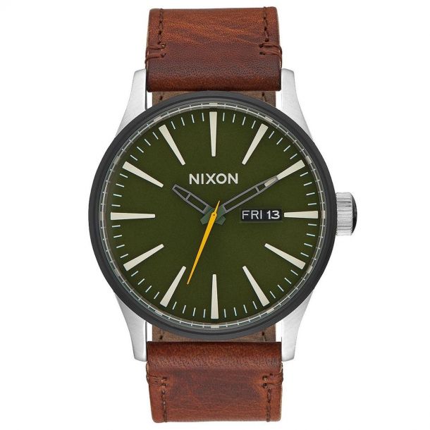 Men s Nixon Sentry Brown Leather Watch A1052334 REEDS Jewelers