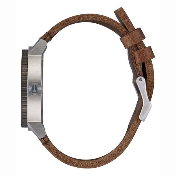 Men s Nixon Stark Silver Dial Brown Leather Watch A11942092 REEDS Jewelers