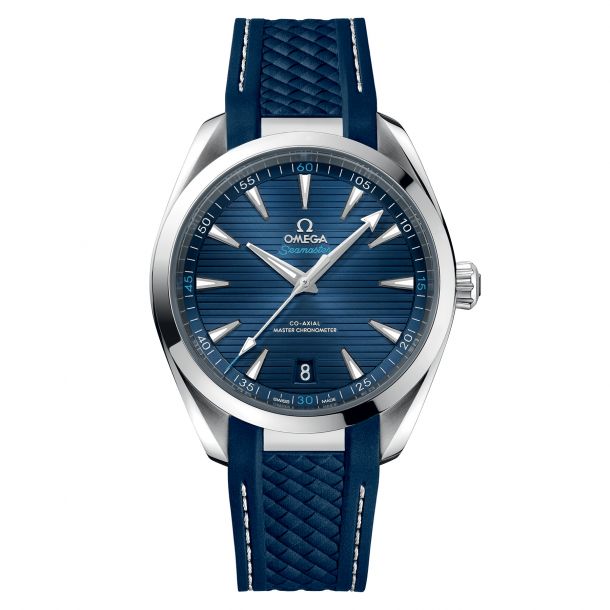 OMEGA Seamaster Aqua Terra 150M Co Axial Master Chronometer Blue Dial Rubber Strap Watch 41mm O22012412103001 REEDS Jewelers