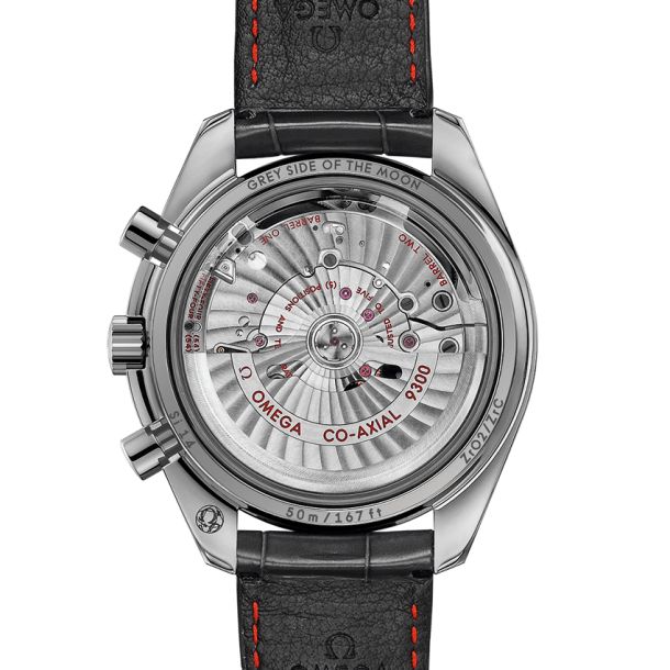 OMEGA Speedmaster Grey Side of the Moon Co Axial Chronometer Chronograph Grey Leather Strap Watch 44.25mm O31193445199001 REEDS Jewelers