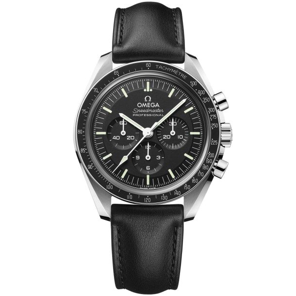 OMEGA Speedmaster Moonwatch Co Axial Master Chronometer Chronograph Black Leather Strap Watch 42mm 031032425001002 REEDS Jewelers