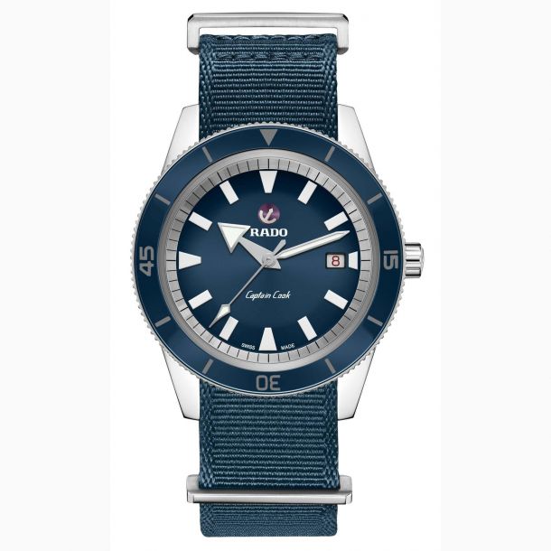 Men's Rado Captain Cook Automatic Blue Dial Leather and Stainless