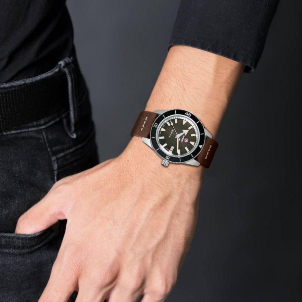 Men s Rado Captain Cook Automatic Leather Strap Watch R32505305 REEDS Jewelers