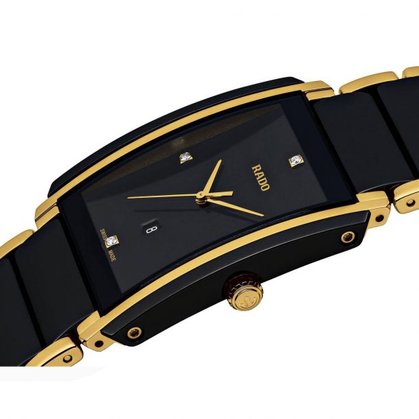 希少 黒入荷！ Men's Rado Ceramic Black Case Rectangular Diamonds Integral トップス