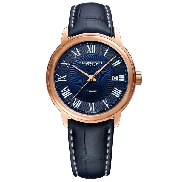 Raymond weil mens watch leather strap top