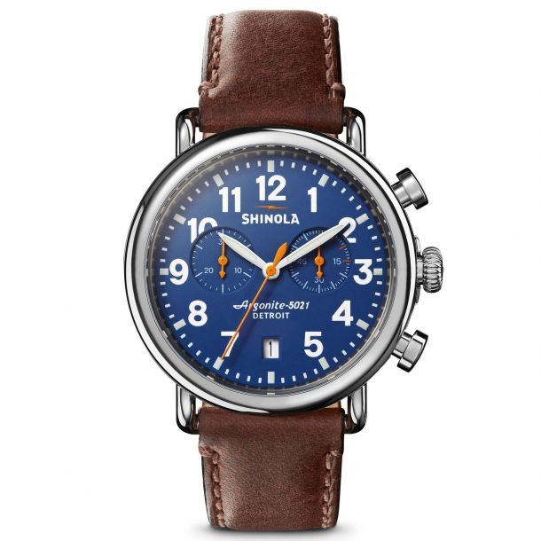 Men s Shinola The Runwell Chronograph Royal Blue Dial Leather