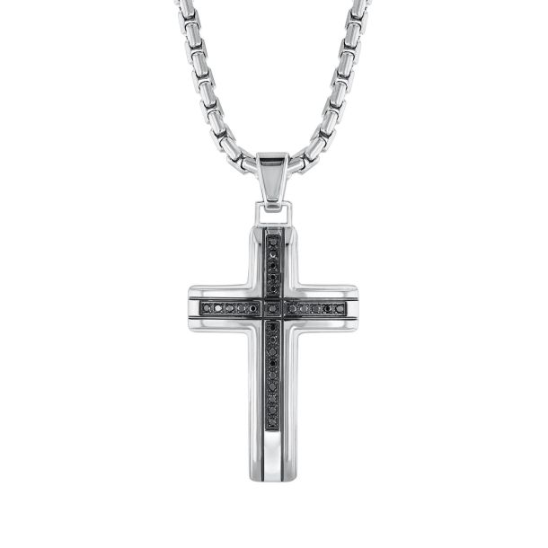 Stainless steel black cross necklace top