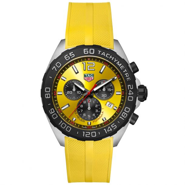 Men's TAG Heuer FORMULA 1 Yellow Rubber Strap Watch | 43mm | CAZ101AM.FT8054