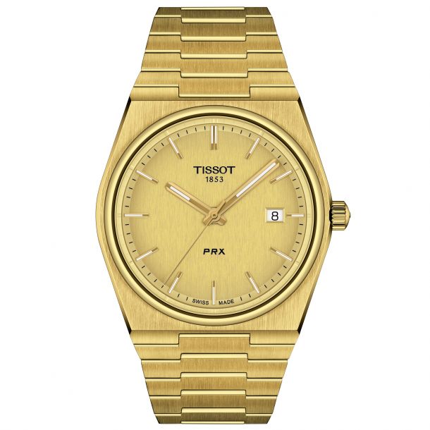 Men s Tissot PRX Quartz Yellow Gold Tone Stainless Steel Watch T1374103302100