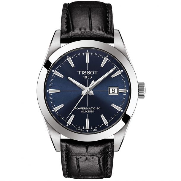 Tissot black leather strap watch on sale