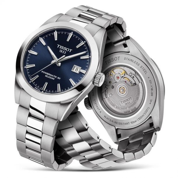 【大注目】 腕時計 メンズ ティソット アクセサリー Silver 40mm Watch Bracelet Steel Stainless Silicium 80 Powermatic Gentleman T-Classic Automatic Swiss Men's メンズ腕時計