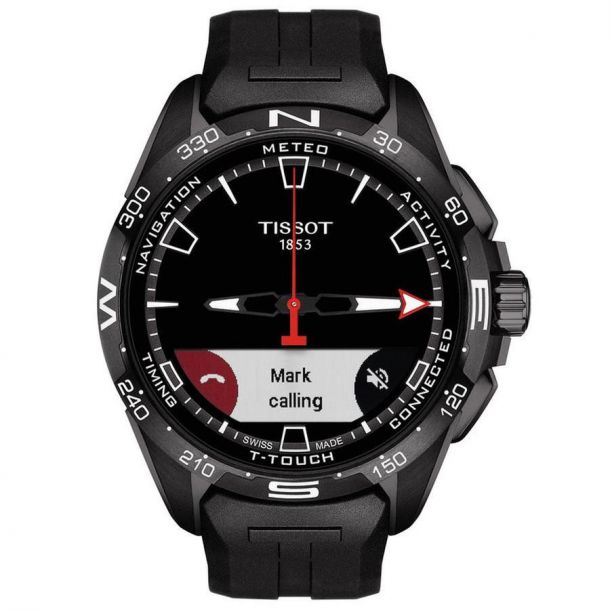 Men s Tissot T Touch Connect Solar Quartz Black Rubber Strap Watch