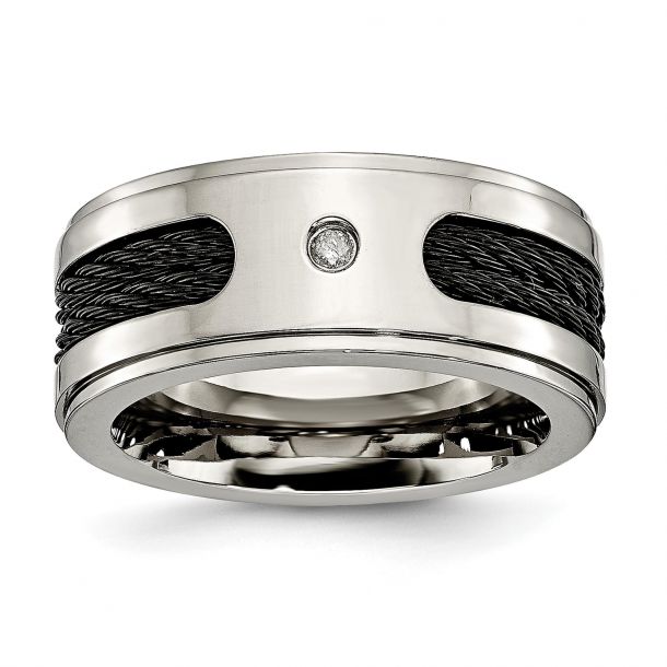Mens wedding band with cable inlay deals