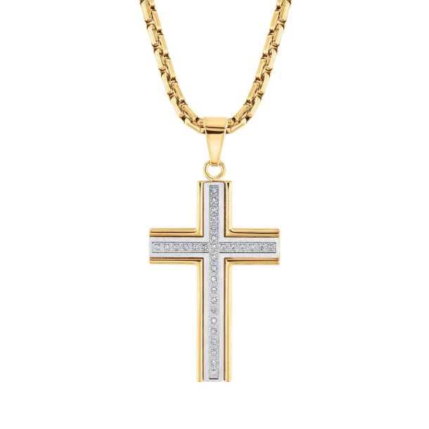 Mens white gold sales diamond cross pendant