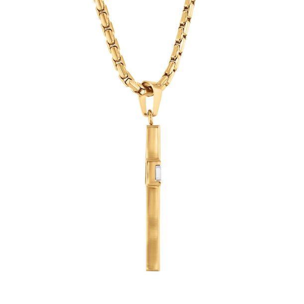 Men's Two-Tone Diamond Cross Pendant Necklace 1/7ctw | REEDS