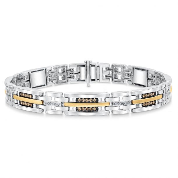 MEN'S YELLOW GOLD BRACELET WITH DIAMOND PAVE, 2 1/6 CT TW