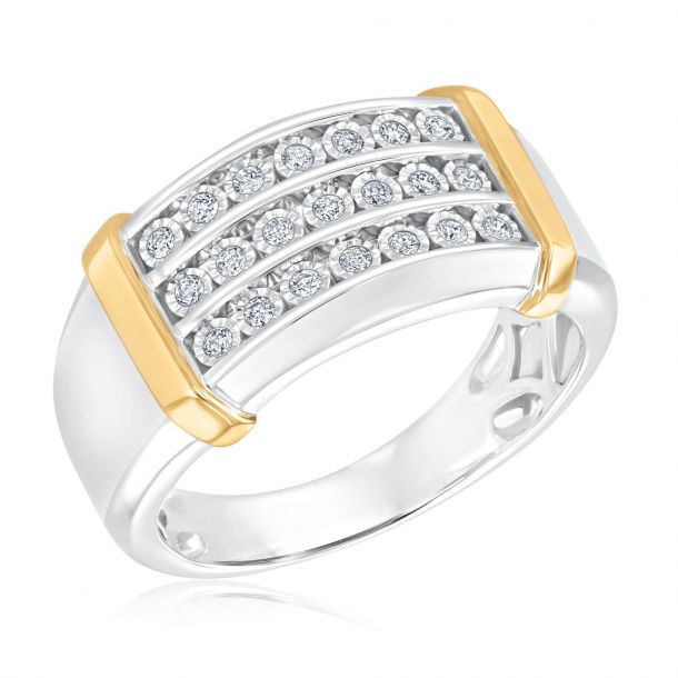 Men's three sales row diamond ring