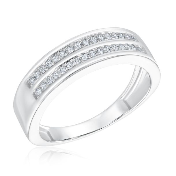 Mens double row diamond wedding band on sale